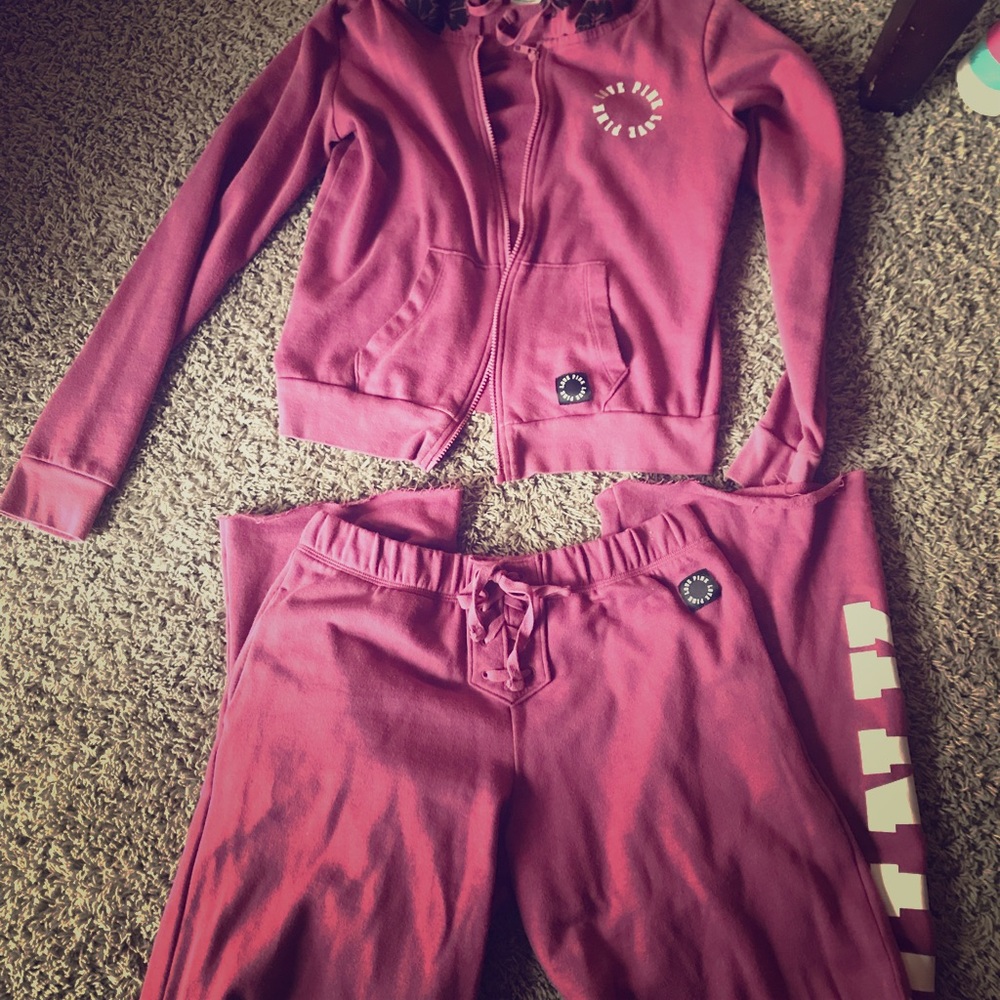 PINK sweatshirt and sweatpants set